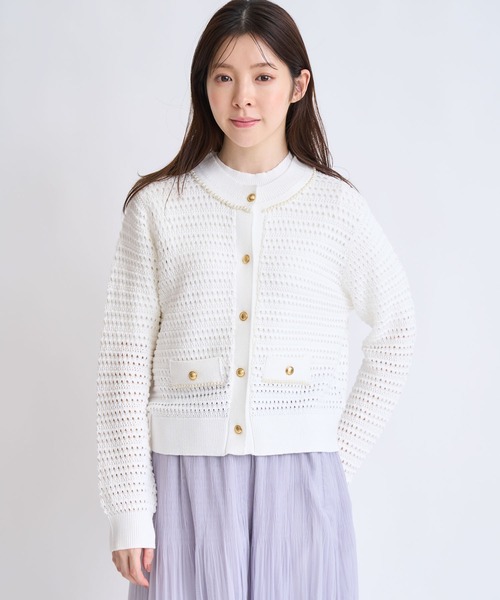 NOELA（ノエラ）の「パールニットアンサンブル（カーディガン/ボレロ・レディース・ネイビー/オフホワイト/ピンク・フリー）」の6枚目の写真
