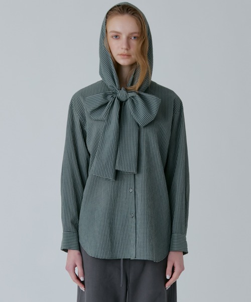LE CIEL BLEU（ルシェルブルー）の「ギンガムチェックフーデッドシャツ / Gingham Check Hooded Shirt（シャツ/ブラウス・レディース・ホワイト/ブラック/ライトブルー/ダークグリーン・36）」の21枚目の写真