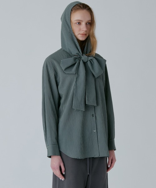 LE CIEL BLEU（ルシェルブルー）の「ギンガムチェックフーデッドシャツ / Gingham Check Hooded Shirt（シャツ/ブラウス・レディース・ホワイト/ブラック/ライトブルー/ダークグリーン・36）」の20枚目の写真