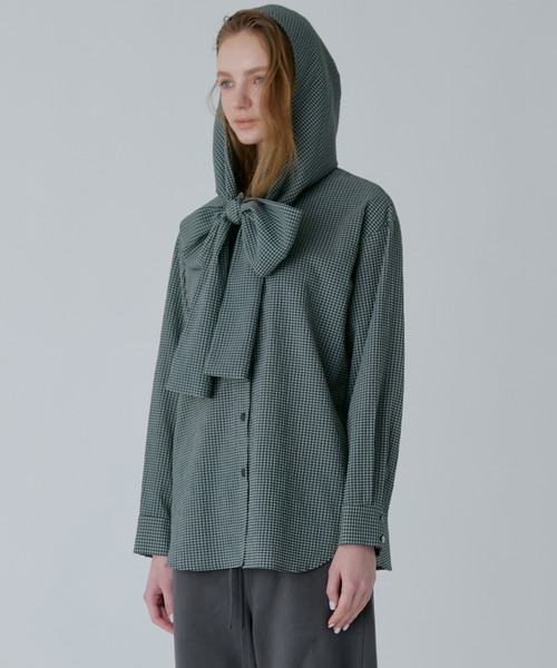 LE CIEL BLEU（ルシェルブルー）の「ギンガムチェックフーデッドシャツ / Gingham Check Hooded Shirt（シャツ/ブラウス・レディース・ホワイト/ブラック/ライトブルー/ダークグリーン・36）」の19枚目の写真