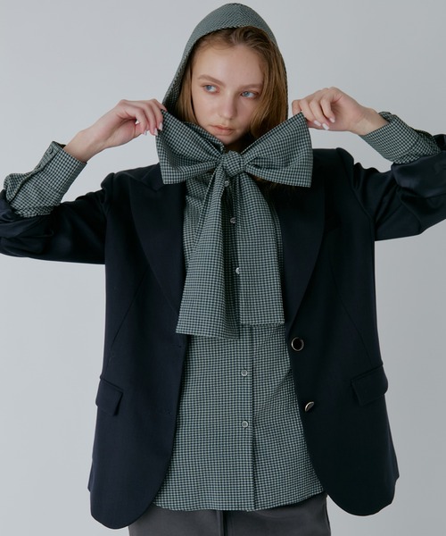 LE CIEL BLEU（ルシェルブルー）の「ギンガムチェックフーデッドシャツ / Gingham Check Hooded Shirt（シャツ/ブラウス・レディース・ホワイト/ブラック/ライトブルー/ダークグリーン・36）」の22枚目の写真