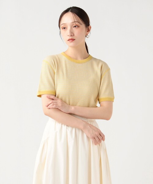 BEAMS HEART(ビームスハート)の「ワッフル ボーダー プルオーバー(Tシャツ/カットソー・レディース・ダークグリーン/パープル系その他5/ネイビー/イエロー・FREE)」の4枚目の写真