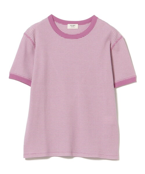 BEAMS HEART(ビームスハート)の「ワッフル ボーダー プルオーバー(Tシャツ/カットソー・レディース・ダークグリーン/パープル系その他5/ネイビー/イエロー・FREE)」の3枚目の写真