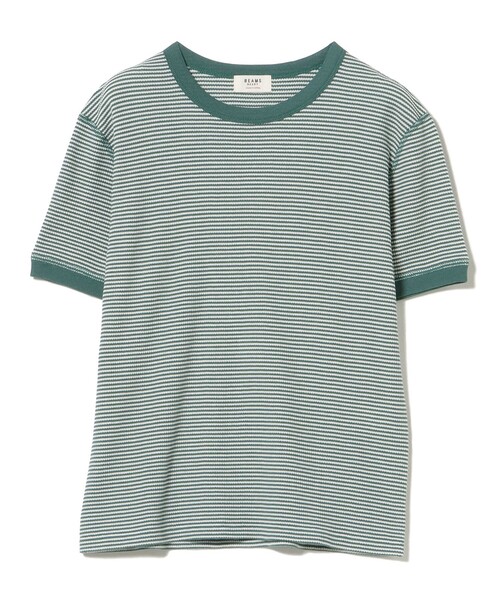 BEAMS HEART(ビームスハート)の「ワッフル ボーダー プルオーバー(Tシャツ/カットソー・レディース・ダークグリーン/パープル系その他5/ネイビー/イエロー・FREE)」の2枚目の写真