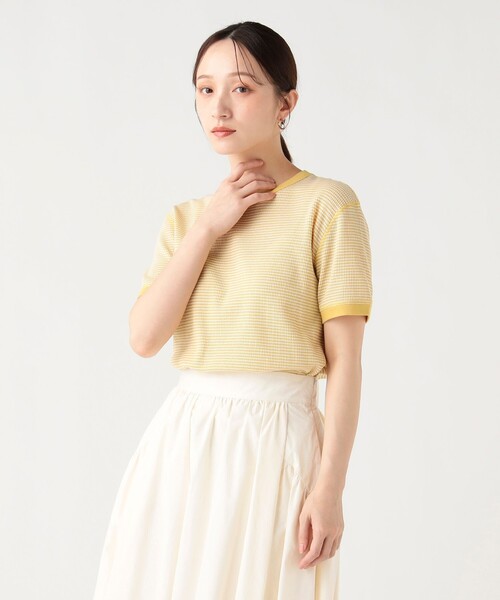BEAMS HEART(ビームスハート)の「ワッフル ボーダー プルオーバー(Tシャツ/カットソー・レディース・ダークグリーン/パープル系その他5/ネイビー/イエロー・FREE)」の7枚目の写真