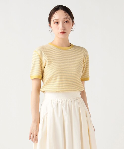 BEAMS HEART(ビームスハート)の「ワッフル ボーダー プルオーバー(Tシャツ/カットソー・レディース・ダークグリーン/パープル系その他5/ネイビー/イエロー・FREE)」の8枚目の写真