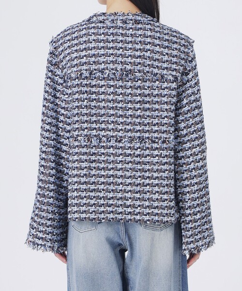 LOVELESS（ラブレス）の「ファンシーツイードジャケット（ノーカラージャケット・レディース・ブルー系その他3・36/34）」の6枚目の写真