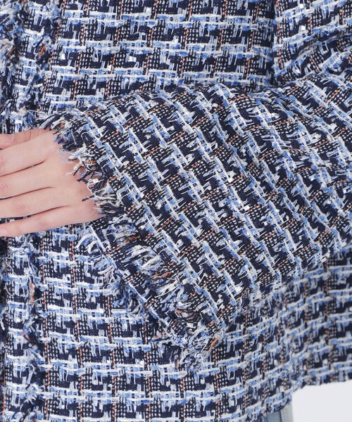 LOVELESS（ラブレス）の「ファンシーツイードジャケット（ノーカラージャケット・レディース・ブルー系その他3・36/34）」の7枚目の写真