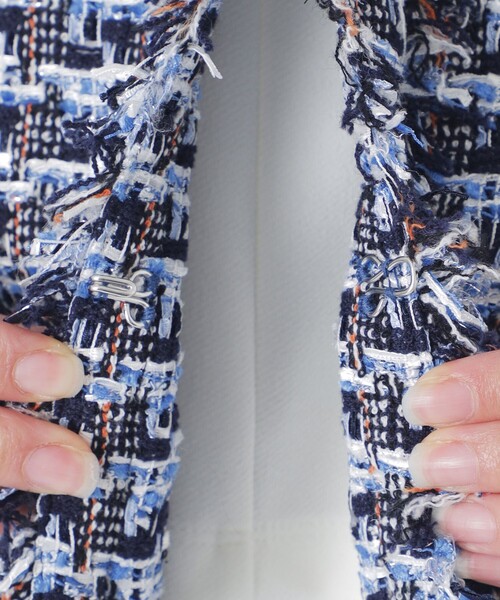 LOVELESS（ラブレス）の「ファンシーツイードジャケット（ノーカラージャケット・レディース・ブルー系その他3・36/34）」の9枚目の写真