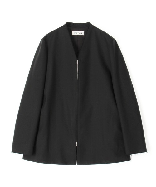 EDITION（エディション）の「ドライツイル ZIPジャケット（ノーカラージャケット・レディース・ブラック/チャコールグレー・34/36）」の2枚目の写真