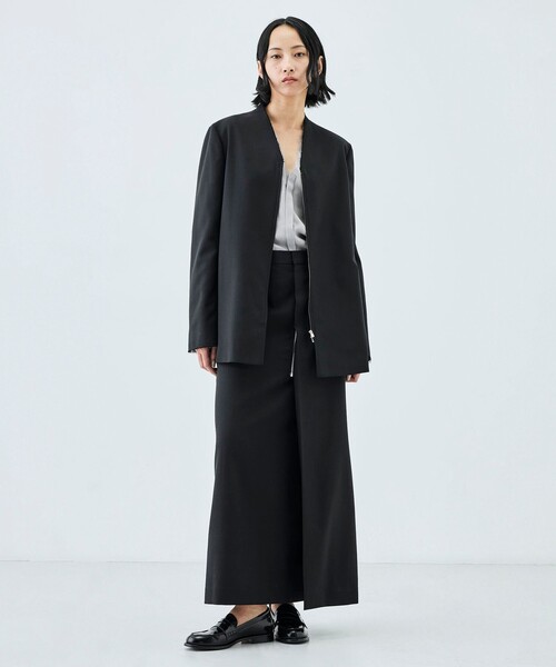 EDITION（エディション）の「ドライツイル ZIPジャケット（ノーカラージャケット・レディース・ブラック/チャコールグレー・34/36）」の3枚目の写真