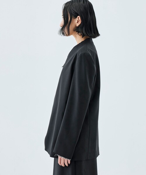 EDITION（エディション）の「ドライツイル ZIPジャケット（ノーカラージャケット・レディース・ブラック/チャコールグレー・34/36）」の6枚目の写真