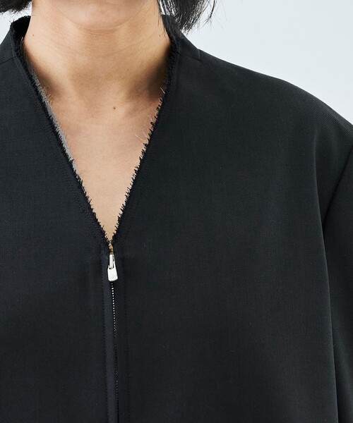 EDITION（エディション）の「ドライツイル ZIPジャケット（ノーカラージャケット・レディース・ブラック/チャコールグレー・34/36）」の9枚目の写真