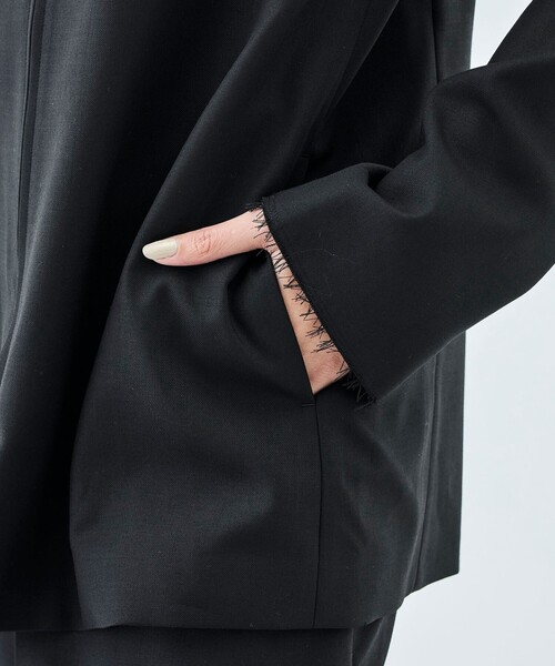 EDITION（エディション）の「ドライツイル ZIPジャケット（ノーカラージャケット・レディース・ブラック/チャコールグレー・34/36）」の12枚目の写真