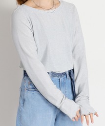 ラメフィンガーホールロングスリーブカットソー