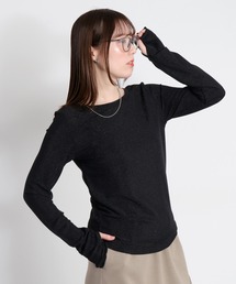ラメフィンガーホールロングスリーブカットソー