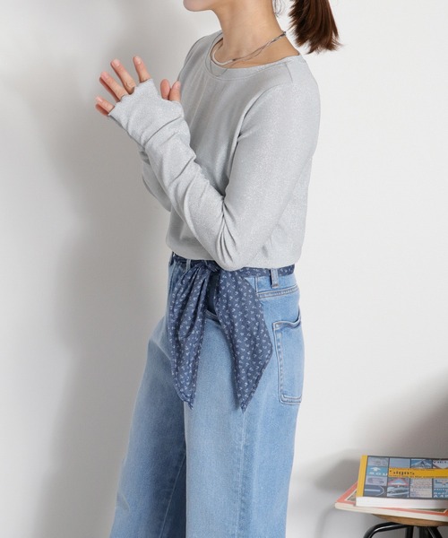 cepo(セポ)の「ラメフィンガーホールロングスリーブカットソー(Tシャツ/カットソー・レディース・ベージュ/ブラック/グレー・M)」の5枚目の写真
