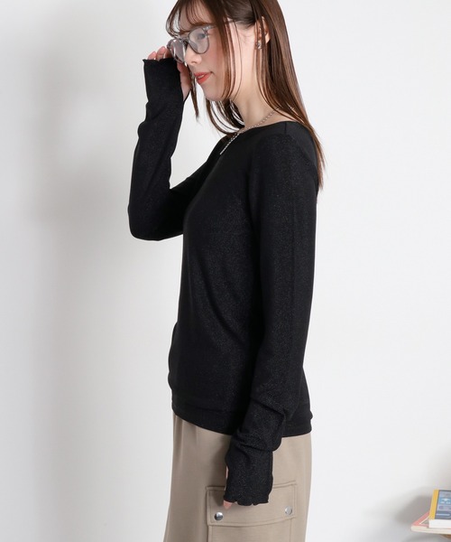 cepo(セポ)の「ラメフィンガーホールロングスリーブカットソー(Tシャツ/カットソー・レディース・ベージュ/ブラック/グレー・M)」の15枚目の写真