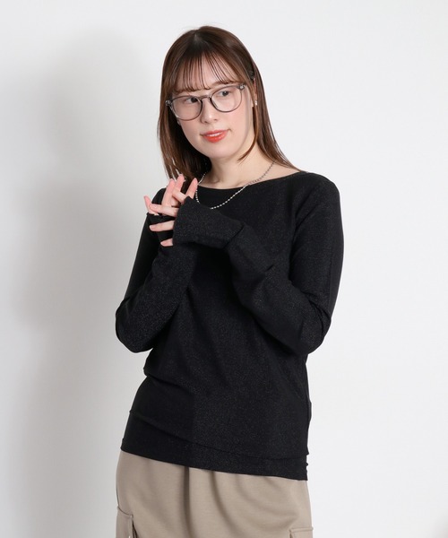 cepo(セポ)の「ラメフィンガーホールロングスリーブカットソー(Tシャツ/カットソー・レディース・ベージュ/ブラック/グレー・M)」の20枚目の写真