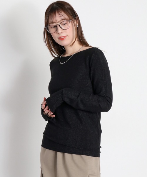 cepo(セポ)の「ラメフィンガーホールロングスリーブカットソー(Tシャツ/カットソー・レディース・ベージュ/ブラック/グレー・M)」の14枚目の写真