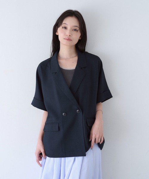 SOYEN(ソイエン)の「リネンライクフレンチスリーブダブルジャケット/セットアップ可(テーラードジャケット・レディース・ブラウン/ネイビー・F)」の18枚目の写真