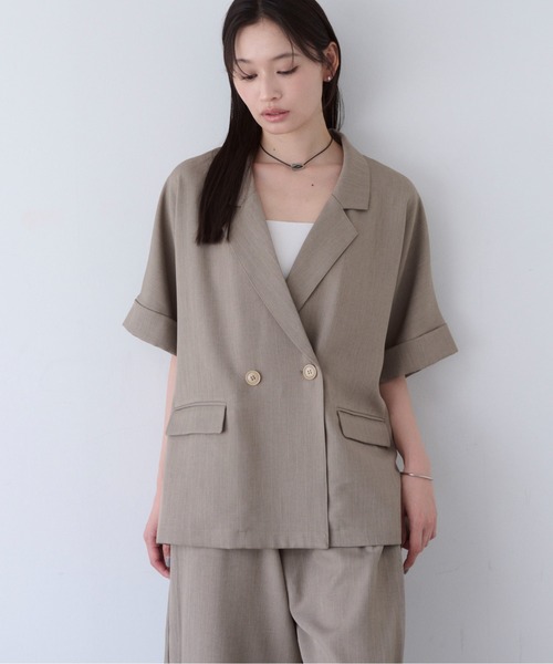 SOYEN(ソイエン)の「リネンライクフレンチスリーブダブルジャケット/セットアップ可(テーラードジャケット・レディース・ブラウン/ネイビー・F)」の14枚目の写真