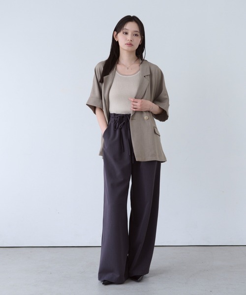 SOYEN(ソイエン)の「リネンライクフレンチスリーブダブルジャケット/セットアップ可(テーラードジャケット・レディース・ブラウン/ネイビー・F)」の11枚目の写真