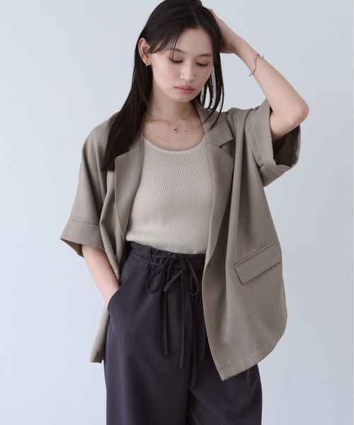 SOYEN(ソイエン)の「リネンライクフレンチスリーブダブルジャケット/セットアップ可(テーラードジャケット・レディース・ブラウン/ネイビー・F)」の15枚目の写真