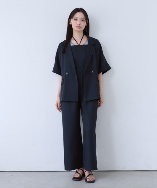 SOYEN(ソイエン)の「リネンライクフレンチスリーブダブルジャケット/セットアップ可(テーラードジャケット・レディース・ブラウン/ネイビー・F)」の5枚目の写真