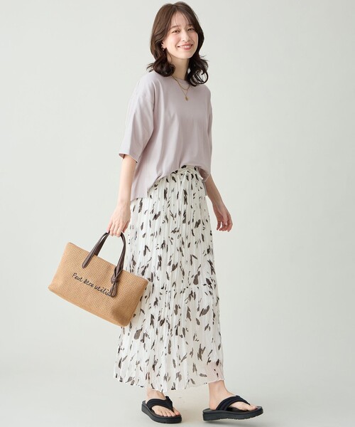 ANY(エニィ)の「【Sサイズあり】オーガニックコットンスムース5分袖Tシャツ(Tシャツ/カットソー・レディース・ベージュ系/ピンク系/ブラック系/ホワイト系・F/SMALL)」の18枚目の写真