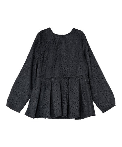 Re:EDIT（リエディ）の「[2026S/S COLLECTION][MEISM by Re:EDIT]フリンジツイードペプラムトップス（シャツ/ブラウス・レディース・ブラック/オフホワイト・LARGE/MEDIUM）」の22枚目の写真