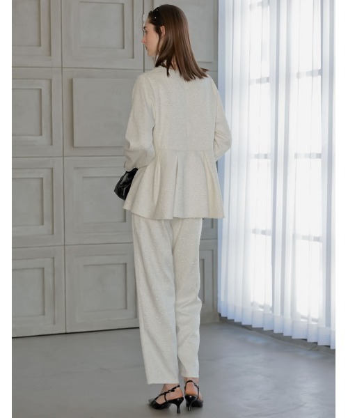 Re:EDIT（リエディ）の「[2026S/S COLLECTION][MEISM by Re:EDIT]フリンジツイードペプラムトップス（シャツ/ブラウス・レディース・ブラック/オフホワイト・LARGE/MEDIUM）」の12枚目の写真