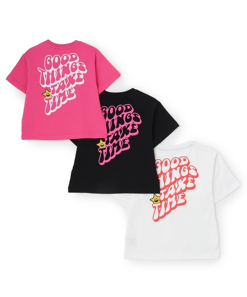 X-girl Stages(エックスガールステージス)の「キラッキー+メッセージロゴ バックプリント半袖Tシャツ(Tシャツ/カットソー・キッズ・ブラック/スモークピンク/オフホワイト・120cm/110cm/90cm/140cm/80cm/130cm/100cm)」の13枚目の写真