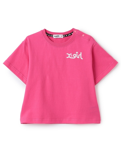 X-girl Stages(エックスガールステージス)の「キラッキー+メッセージロゴ バックプリント半袖Tシャツ(Tシャツ/カットソー・キッズ・ブラック/スモークピンク/オフホワイト・120cm/110cm/90cm/140cm/80cm/130cm/100cm)」の5枚目の写真