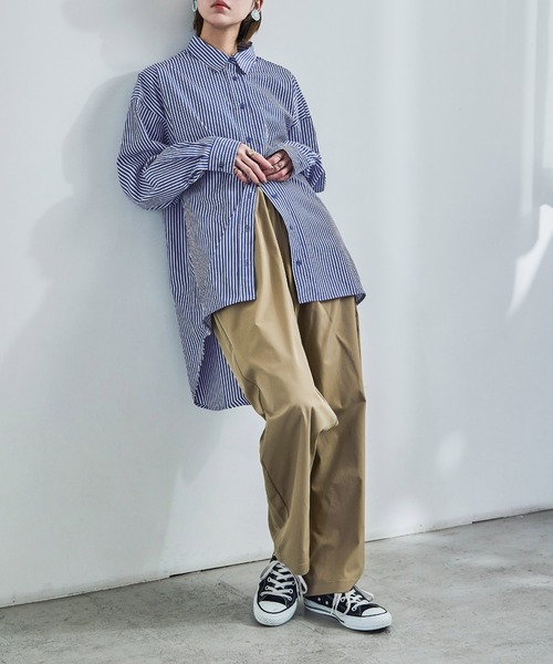 Fashion Letter（ファッションレター）の「テールカット ストライプシャツ（シャツ/ブラウス・レディース・レッド/サックスブルー/ブルー・M）」の5枚目の写真