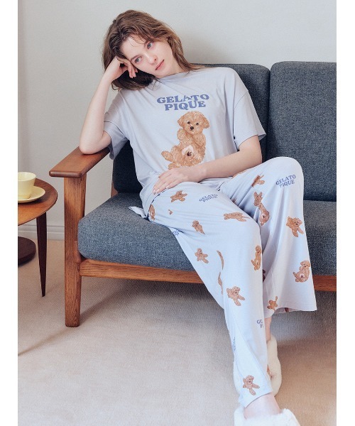 ジェラートピケ　ドッグ総柄ロンT トッグ柄ショートパンツ ドッグ柄ショートパンツ(ショートパンツ)｜ルームウェア・パジャマ通販