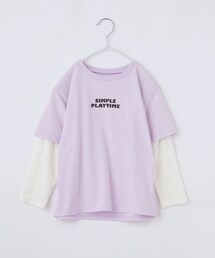 THE SHOP TK | 【110-160】袖レイヤード長袖Teeレースアップリケ(Tシャツ/カットソー)
