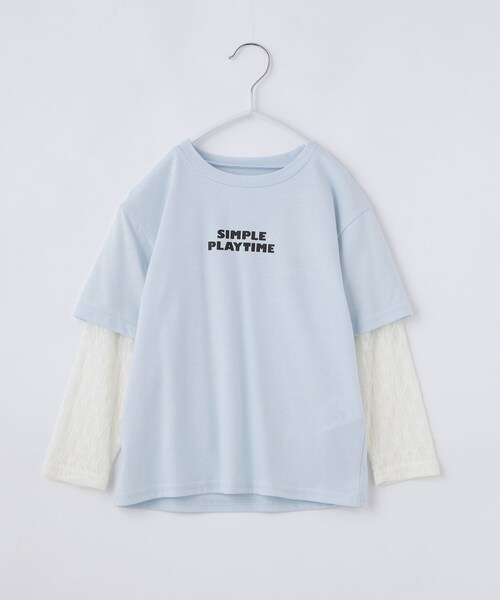 THE SHOP TK (ザ ショップ ティーケー )の「【110-160】袖レイヤード長袖Teeレースアップリケ(Tシャツ/カットソー・キッズ・パープル/サックスブルー・11/16/15 /14/13/12)」の2枚目の写真