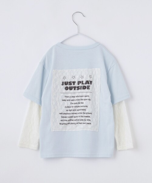 THE SHOP TK (ザ ショップ ティーケー )の「【110-160】袖レイヤード長袖Teeレースアップリケ(Tシャツ/カットソー・キッズ・パープル/サックスブルー・11/16/15 /14/13/12)」の4枚目の写真