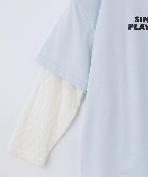 THE SHOP TK (ザ ショップ ティーケー )の「【110-160】袖レイヤード長袖Teeレースアップリケ(Tシャツ/カットソー・キッズ・パープル/サックスブルー・11/16/15 /14/13/12)」の7枚目の写真