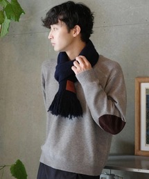 skoool（スクール）の「エルボーパッチVネックニット／パッチデザイン × 柔らかタッチ素材（Tシャツ/カットソー）」