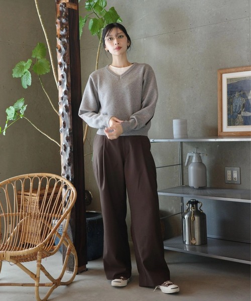 skoool（スクール）の「エルボーパッチVネックニット／パッチデザイン × 柔らかタッチ素材（Tシャツ/カットソー・メンズ・ネイビー/グレー・MEDIUM/LARGE）」の11枚目の写真