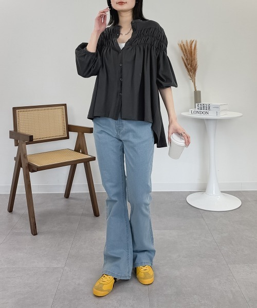 RCD(アールシーディー)の「ブラウス風ピンタックギャザーカットソー(Tシャツ/カットソー・レディース・ホワイト/チャコールグレー/ブラック・M-L/LL~3L)」の20枚目の写真