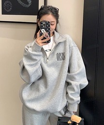Dalfwin（ダールフィン）の「韓国ファッション 【セットアップ可能】OISIS刺繍ロゴハーフジップスウェット（スウェット）」