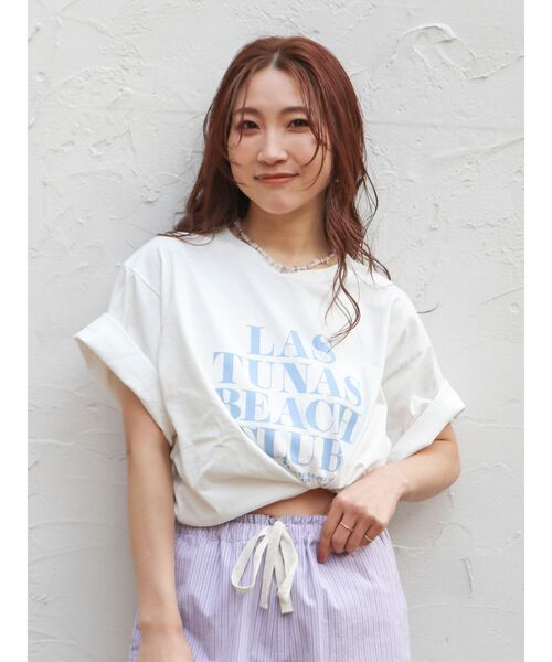 Ungrid（アングリッド）の「ヴィンテージウォッシュロゴビックTee（Tシャツ/カットソー・レディース・オレンジ/ブルー/オフホワイト/ブラウン・FREE）」の2枚目の写真