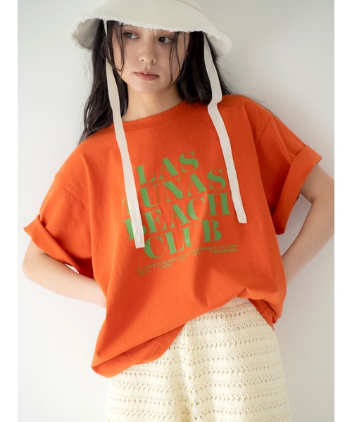 Ungrid（アングリッド）の「ヴィンテージウォッシュロゴビックTee（Tシャツ/カットソー・レディース・オレンジ/ブルー/オフホワイト/ブラウン・FREE）」の4枚目の写真