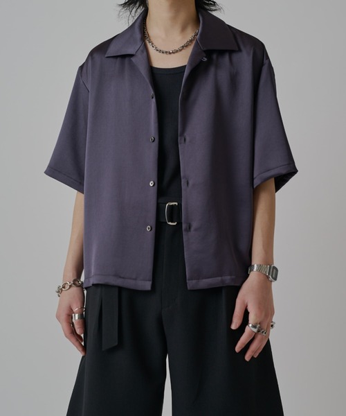 Lui's(ルイス)の「ヴィンテージサテンボクシーショトスリーブ(シャツ/ブラウス・メンズ・チャコールグレー/ブラック/ホワイト・S/M)」の3枚目の写真