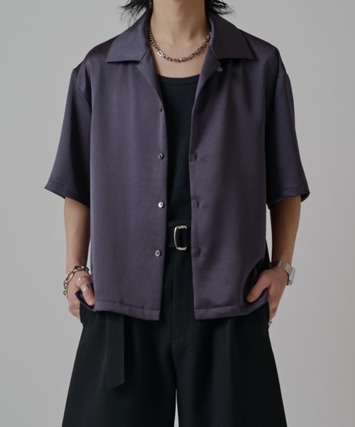 Lui's(ルイス)の「ヴィンテージサテンボクシーショトスリーブ(シャツ/ブラウス・メンズ・チャコールグレー/ブラック/ホワイト・S/M)」の16枚目の写真