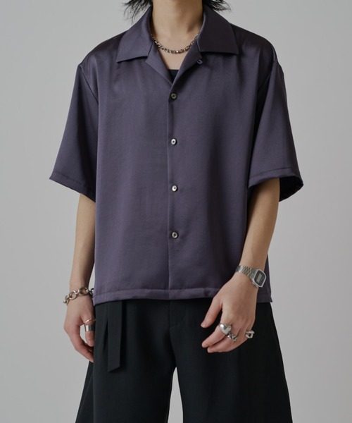 Lui's(ルイス)の「ヴィンテージサテンボクシーショトスリーブ(シャツ/ブラウス・メンズ・チャコールグレー/ブラック/ホワイト・S/M)」の17枚目の写真