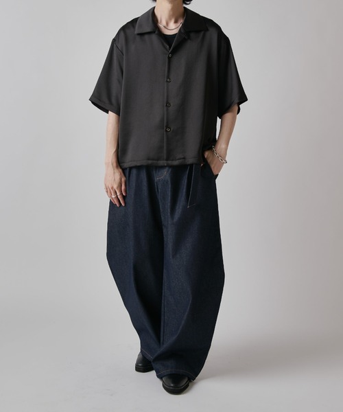 Lui's(ルイス)の「ヴィンテージサテンボクシーショトスリーブシャツ(シャツ/ブラウス・メンズ・チャコールグレー/ブラック/ホワイト・S/M)」の21枚目の写真
